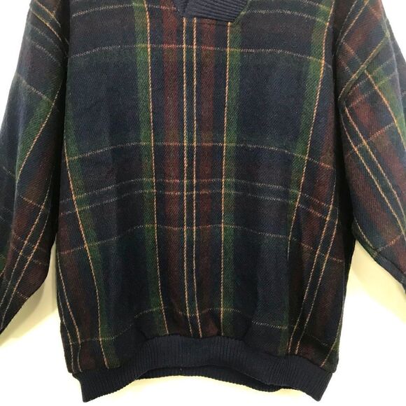 Retro Series by DSI Blue Green Plaid 100% Wool Retro Pullover - Picture 5 of 13